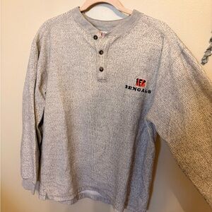 NFL Bengals Gray Textured Henley Shirt